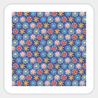 60s Flowers Blue Sticker